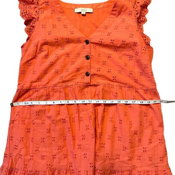 Loft Eyelet Tiered Swing Dress in Coral Size 6 - Picture 12 of 17